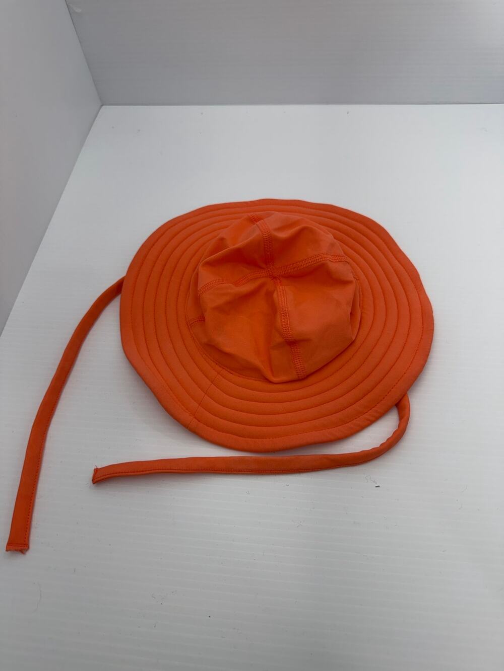 Hanna Andersson Moon and Back Kids Sun Hat Orange Wide Brim Chin Tie 4XS